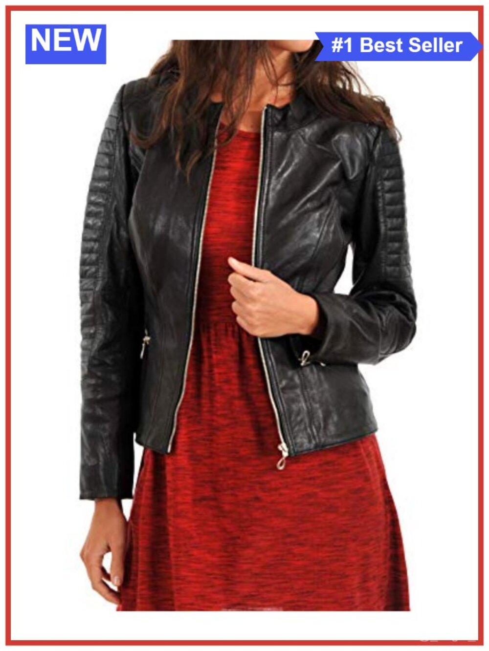 Women's Lambskin Leather Bomber Biker Jacket Full Sleeves Handmade
